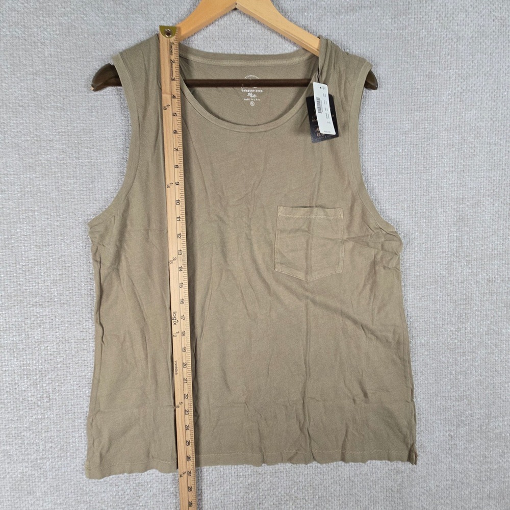 J.Crew Garment-Dyed Cotton Pocket Tank Top Olive Green F1431 Made in USA XL - Picture 5 of 10